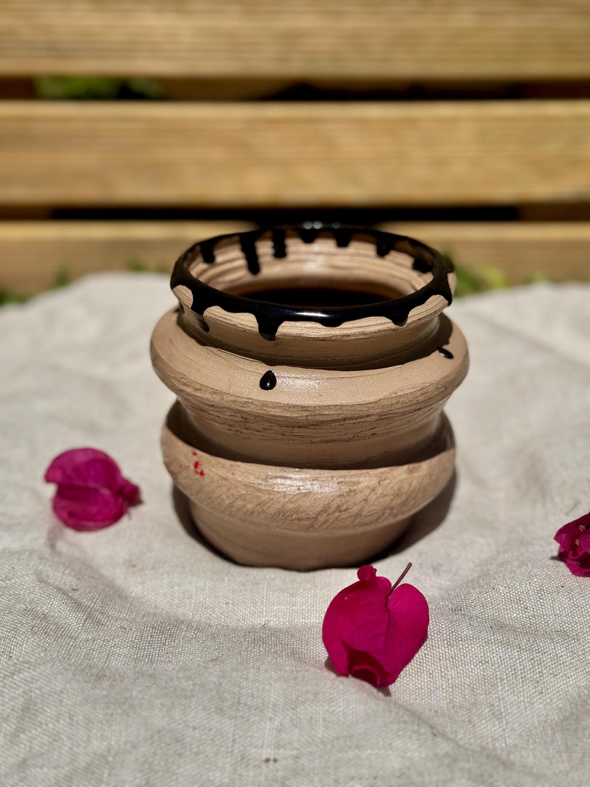 Carved Band Vase, Black Rim — view 3