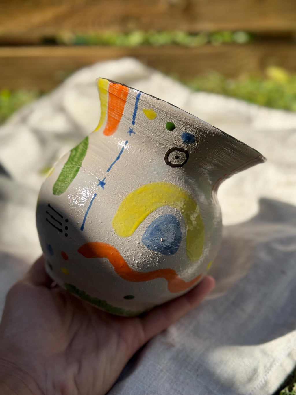 Hand-Painted Abstract Ceramic Pitcher — view 3