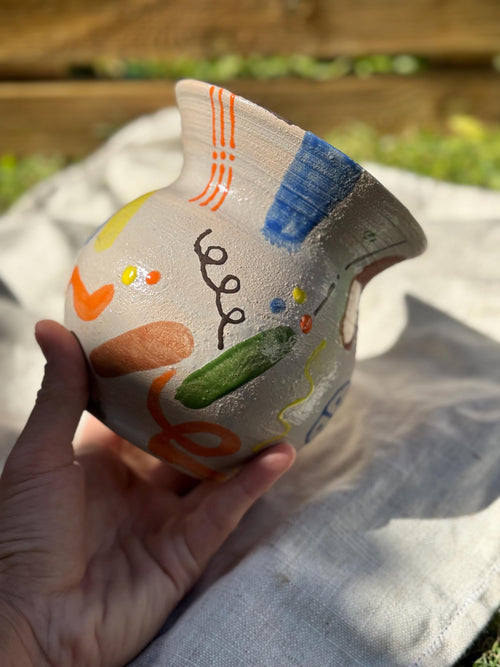 Hand-Painted Abstract Ceramic Pitcher — view 2