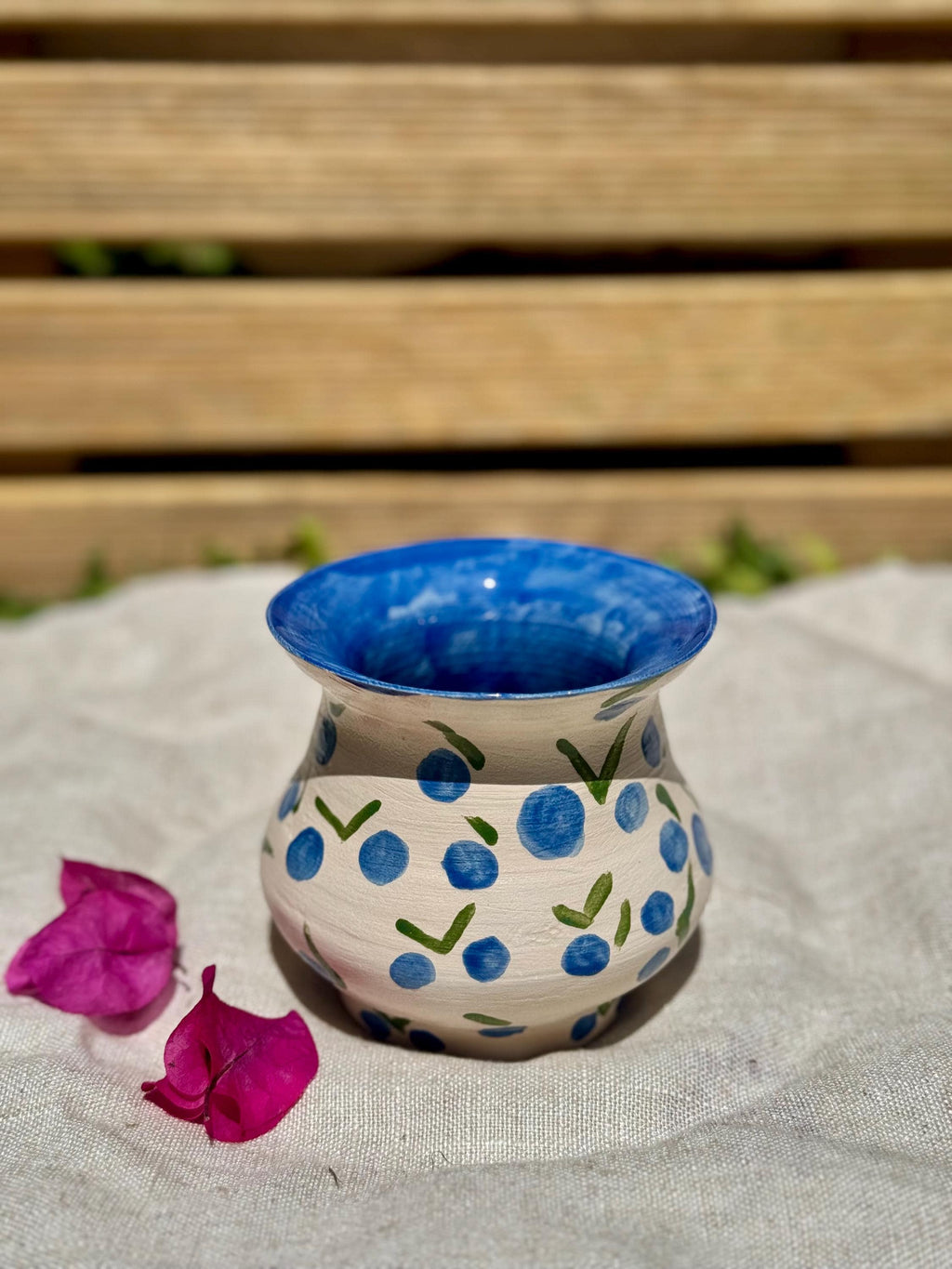 Hand-Painted Ceramic Berry Vase — view 2