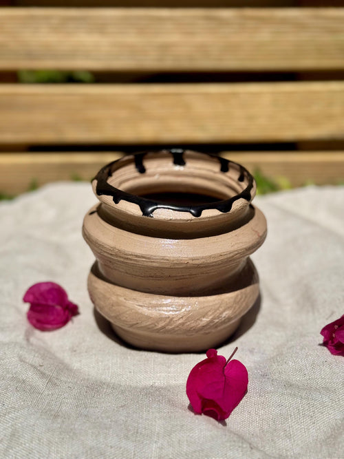 Carved Band Vase, Black Rim — view 2