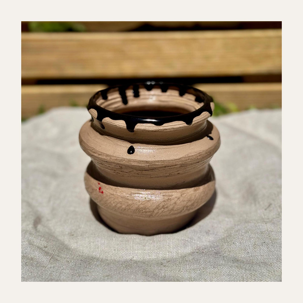 Carved Band Vase, Black Rim — view 5