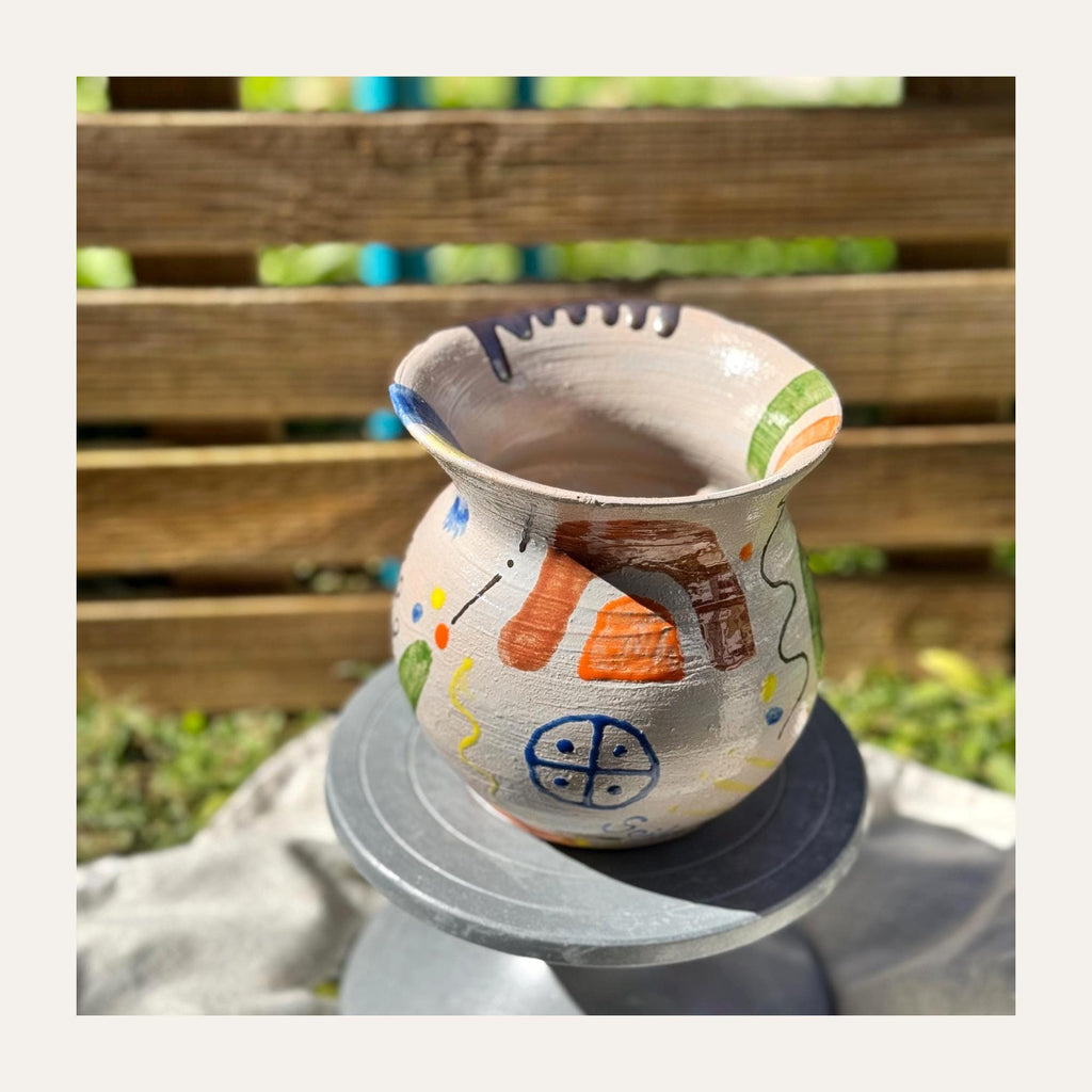 Hand-Painted Abstract Ceramic Pitcher — view 5