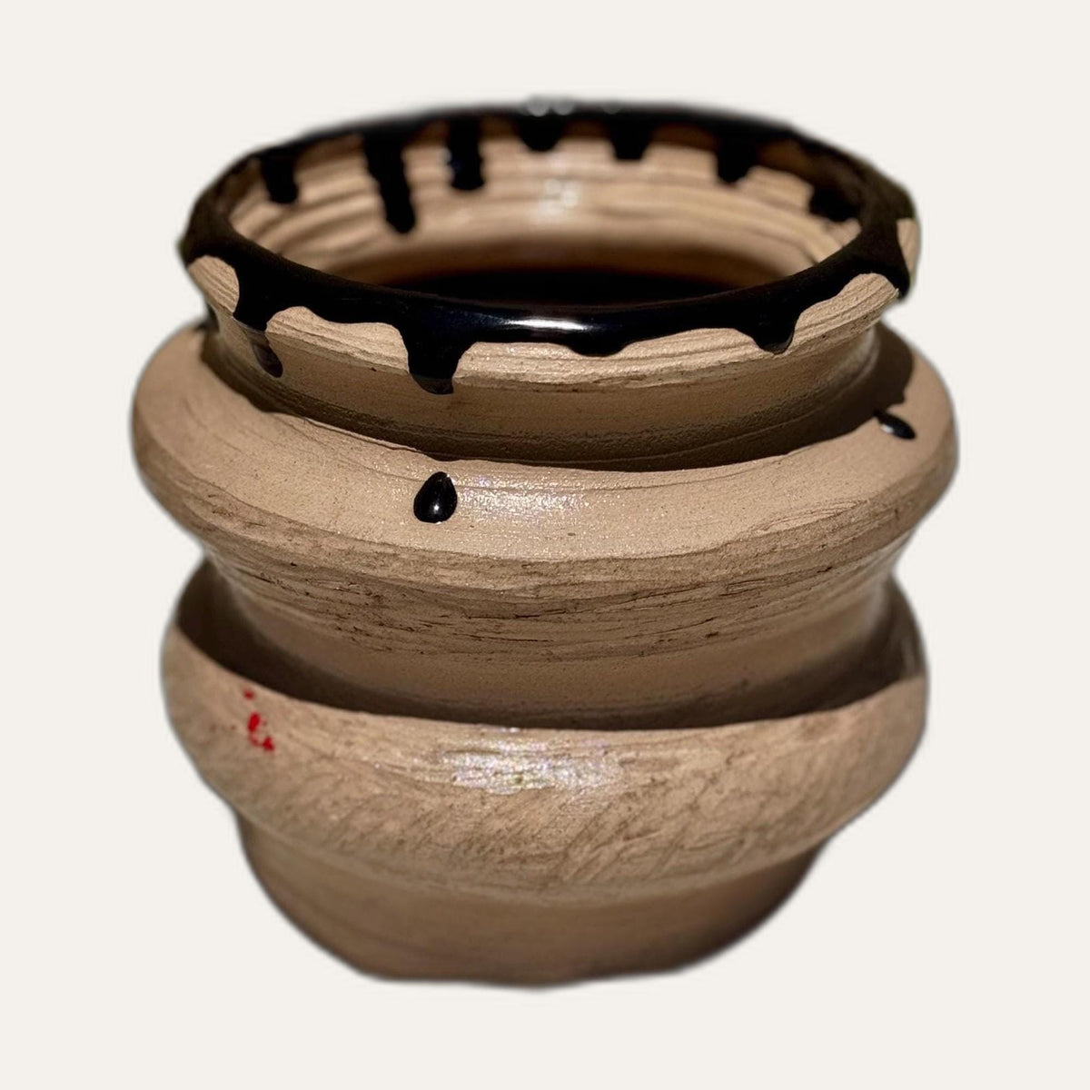 Carved Band Vase, Black Rim — view 4