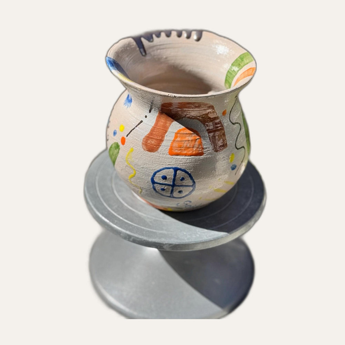Hand-Painted Abstract Ceramic Pitcher — view 4