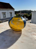 Hand-Painted Vase, Yellow & Cobalt, handmade in Portugal