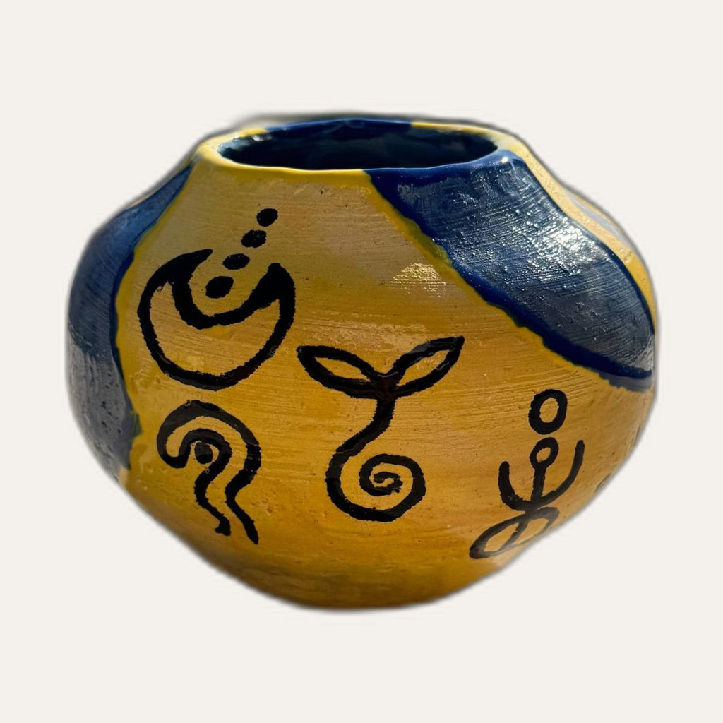 Hand-Painted Vase, Yellow & Cobalt — view 3